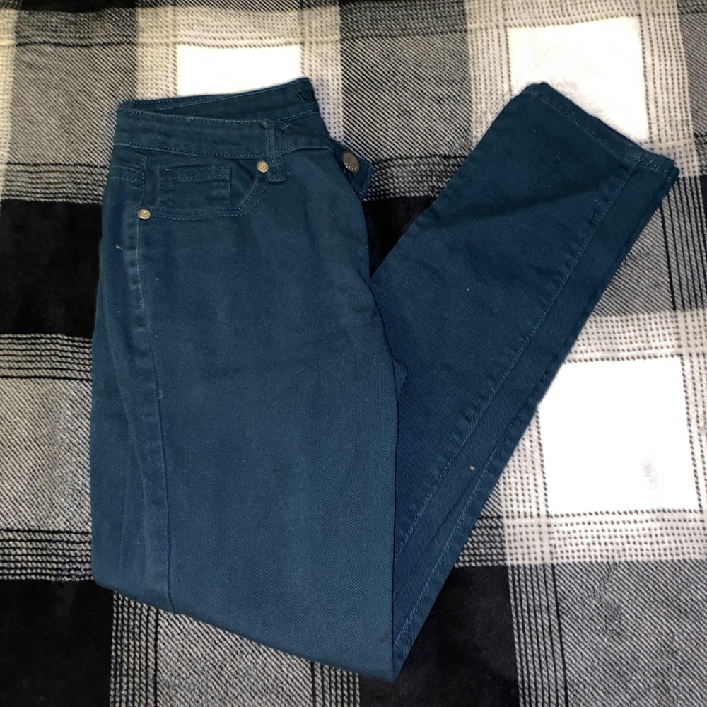 Cyan blue skinny jeans